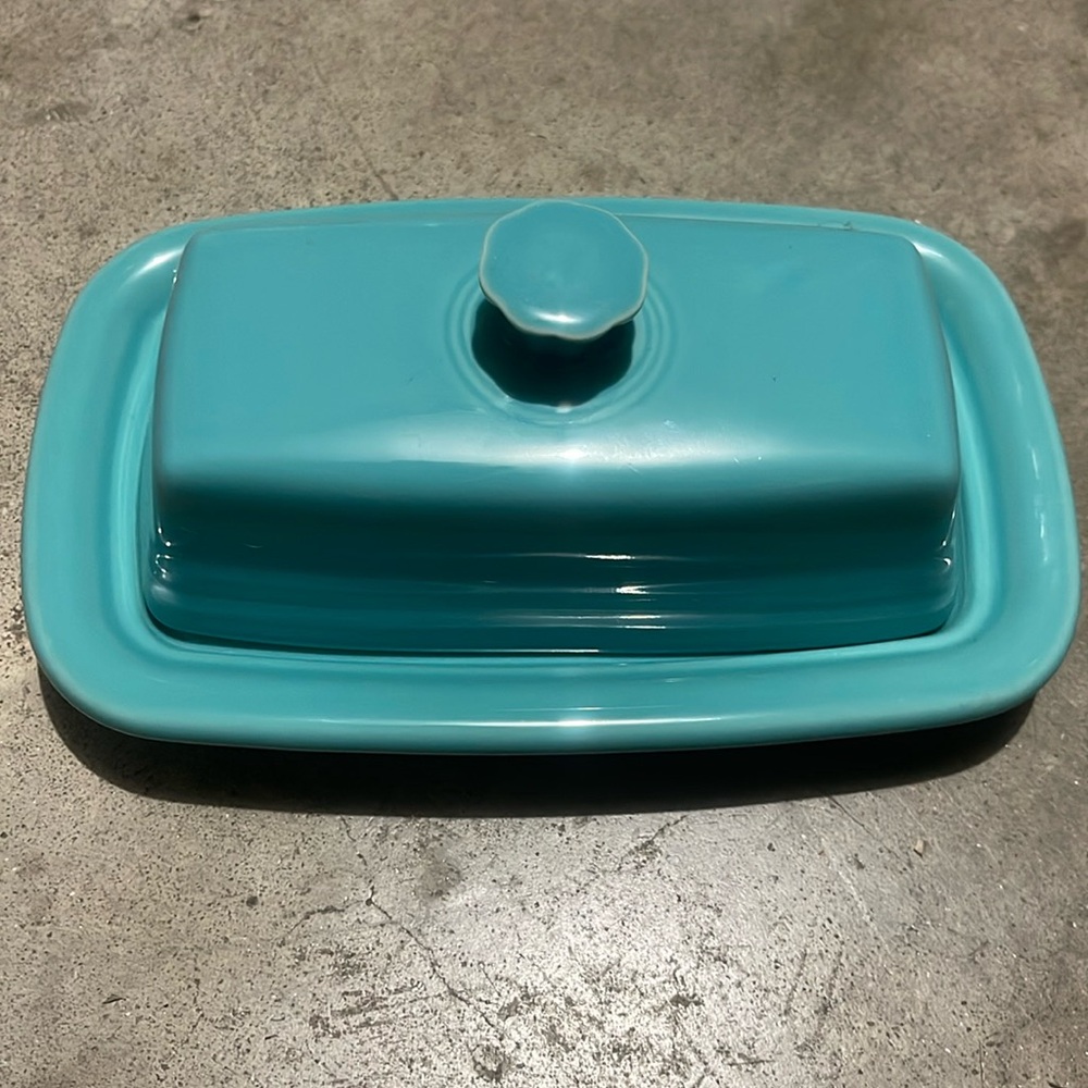 Fiesta Turquoise Butter Dish & Lid Cover Ceramic Fiestaware Fiesta Ware HLC USA